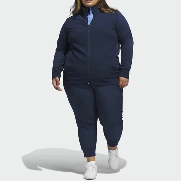 Adidas Women's Navy Blue Textured GolfFull-Zip Jacket & Jogger Set Size 3X NWT